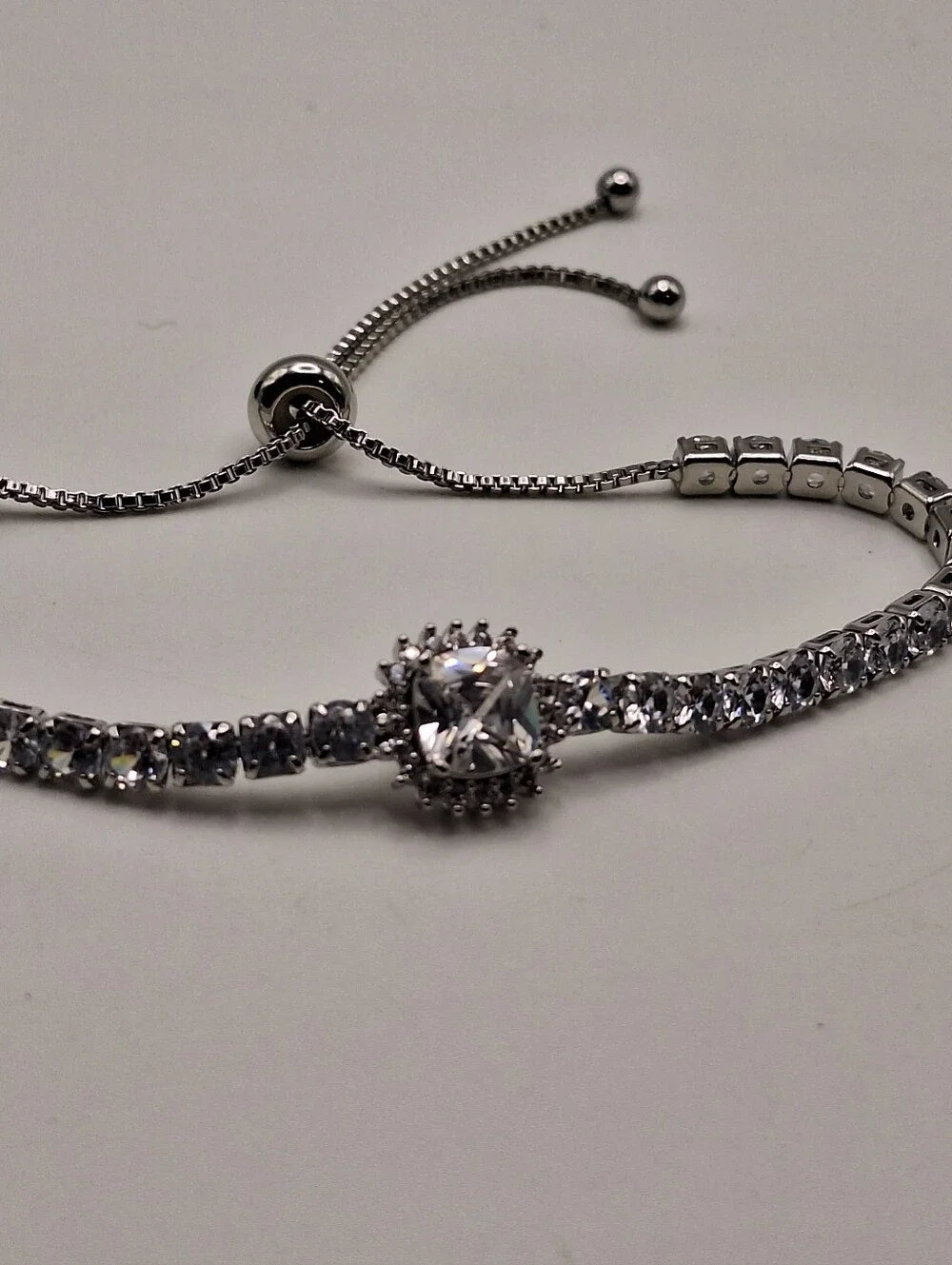 Swarovski NWT Clear Crystal Halo Tennis Bolo Slider Bracelet
